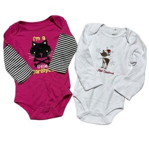 Baby Girl Long Sleeve Bodysuits Onesies Bundle | 12M | Chickpea and more